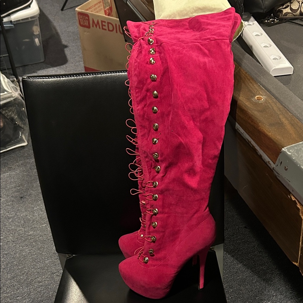 Stylish Pink Knee-High Women's Boots